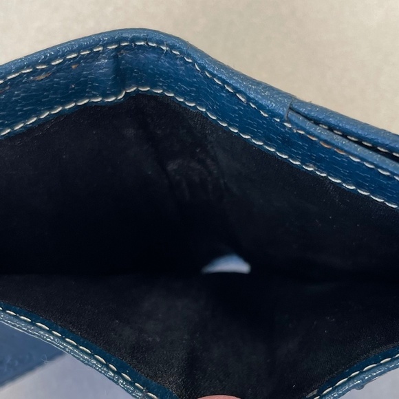 Gucci Horsebit Brown Canvas Buckle Compact Wallet w/ Navy Leather Trim- Preowned - Picture 9 of 14